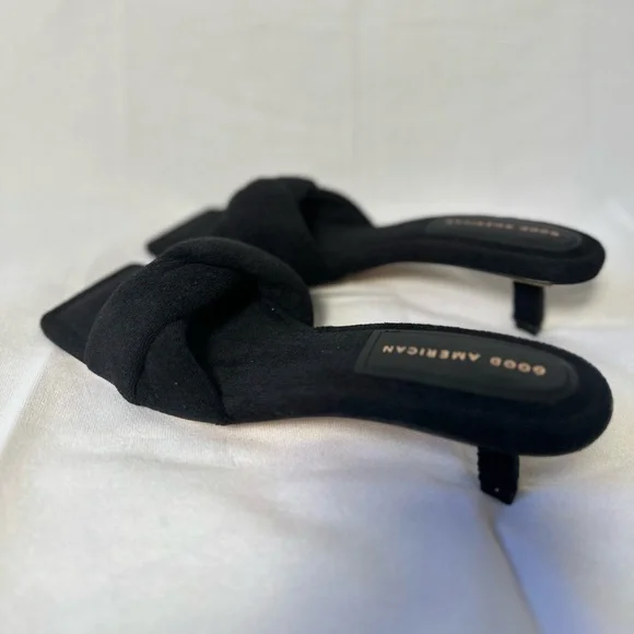 New Good American Terry Kickstand Mule Black Heels - Picture 8 of 9